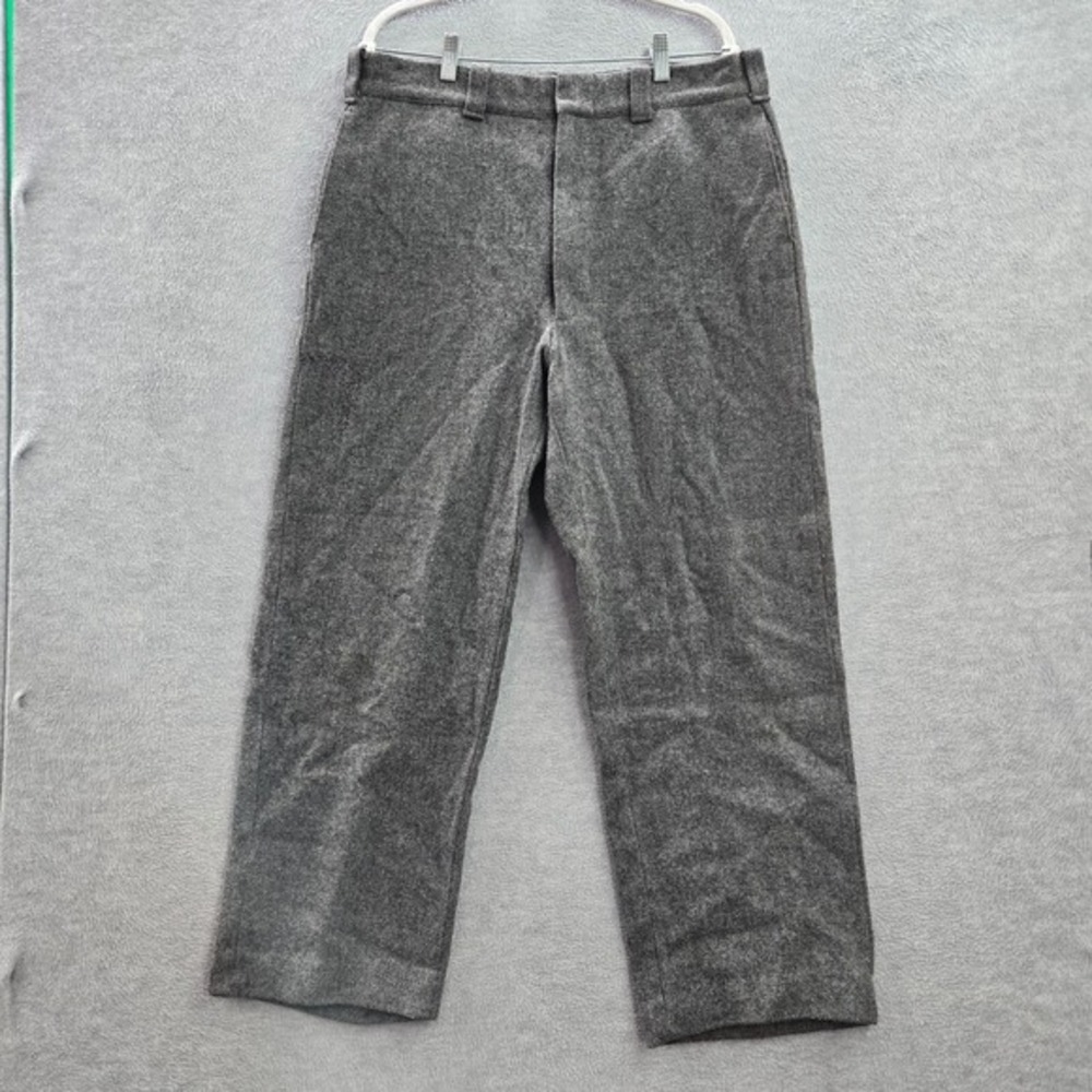 Woolrich Men Pants 38 Gray Dress Wool Blend Nylon Straight High Rise Pockets